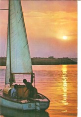 CPI (B4384) MAMAIA. APUS DE SOARE, EDITURA SPORT-TURISM, CIRCULATA, 29.7.1985, STAMPILE, TIMBRE, BARCA CU PANZA