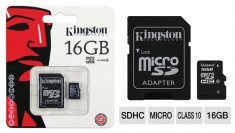 CARD 16GB MICROSD-HC GALAXY TAB 3 SAMSUNG TABLETA RDS T110 T111 7 INCI MICROSDHC ORIGINAL KINGSTON CLASA MARE DE VITEZA + ADAPTOR SD CARD 16GB foto