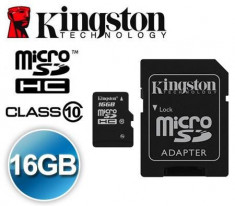 CARD 16GB MICROSD-HC MICROSDHC PENTRU TELEFOANELE MOBILE ACER ALLVIEW SONY ERICSSON ORIGINAL KINGSTON CLASA MARE DE VITEZA + ADAPTOR SD CARD 16GB foto