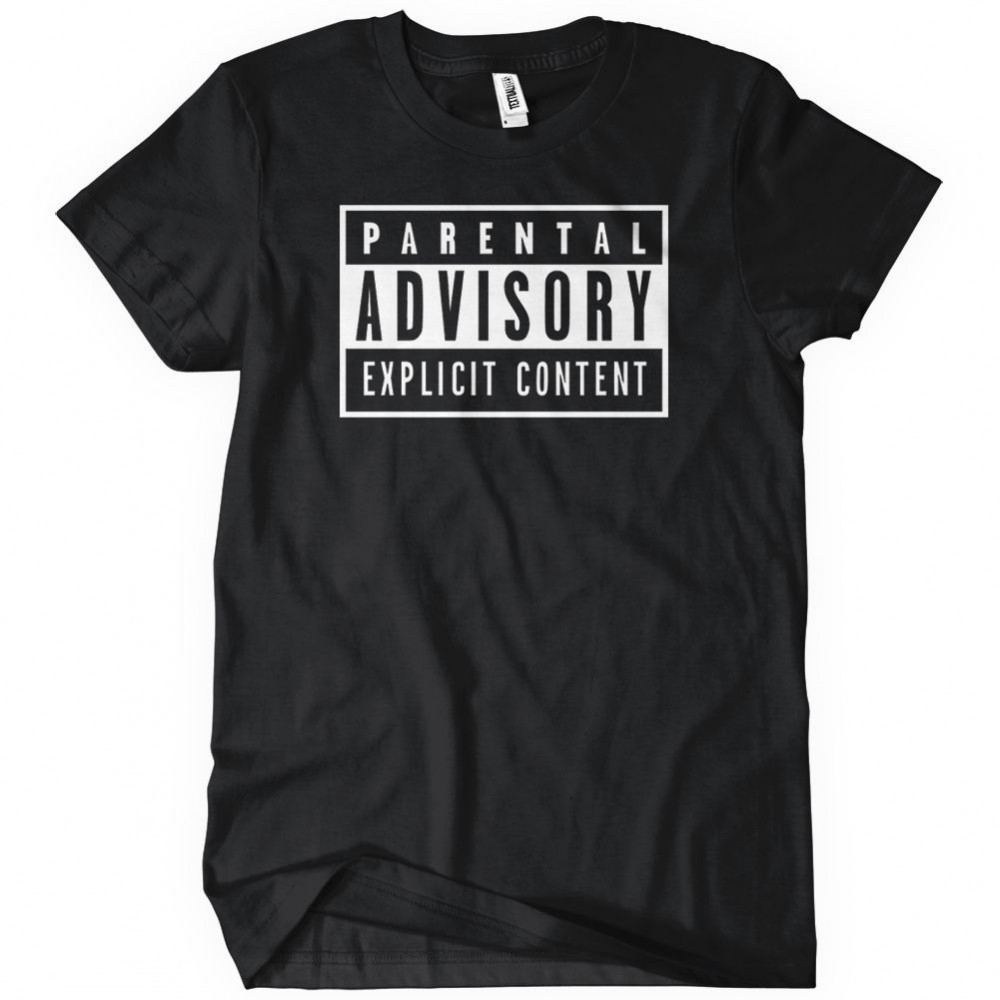 Tricou parental advisory explicit content cadou funny, L, M, S, XL, Alb,  Negru | Okazii.ro