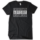 Tricou parental advisory explicit content cadou funny, L, M, S, XL, Alb, Negru