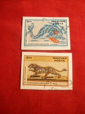 2 Timbre din seria Mozaicuri - Ziua Timbrului 1978 Ungaria ,2 val.stamp. foto