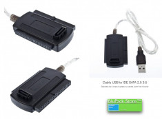 Cablu USB to IDE SATA 2.5 3.5 transfer date direct de pe HDD intern 480Mb/s data transfer 52X write speed Garantia de Livrare laptop PC computer foto