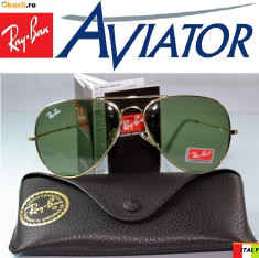 Ochelari Ray Ban 3025 Model Aviator Lentila Albastru in Degrade Rama Aurie .LENTILA STICLA IMPRIMATA RB CU LASERUL foto