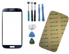 Samsung Galaxy S4 - Geam Gorilla Glass Negru Sigilat cu Banda Dublu Adeziva foto