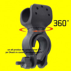 SUPORT BICICLETA REGLAJ 360&amp;#039; pentru Lanterna Far cu Led Cree Q5 XML T6 si acumulator 18650 pe pentru ghidon sa cos portbagaj stop claxon pegas cheie foto