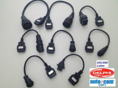 Kit set complet 8 cabluri adaptoare OBD2 Autocom / Delphi tester multimarca pentru camioane foto
