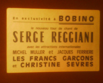 Bilet cu tarif redus la concertul actorului-cantaret Serge Reggiani de la Bobino-Paris foto