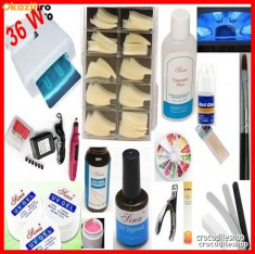 Kit set unghii gel manichiura complet constructie unghii false pila electrica lampa uv peste 200 produse foto