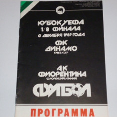 Program meci fotbal DINAMO KIEV - AC FIORENTINA 06.12.1989