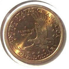 G4. USA / SUA 1 $ DOLLAR DOLAR 2000 D, 8.07 g., Copper-Zinc-Manganese-Nickel Clad Copper, 26.5 mm Sacagawea AUNC ** foto