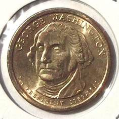 G4. USA / SUA 1 $ DOLLAR DOLAR 2007 P, 8.07 g., Copper-Zinc-Manganese-Nickel Clad Copper, 26.5 mm George Washington UNC ** foto