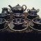 Set cobalt, portelan italian suflat aur, COMPLET, 15 piese, ELEGANTsi DELICAT