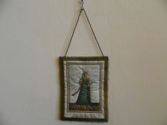 STAMPA VECHE 2 ANTIQUE JEAN HOLBEIN COSTUME 16th CENTURY METAL THREAD HANGING TAPESTRY foto