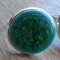 Inel baza argintie cu cabochon ceramica vitrificata verde smarald