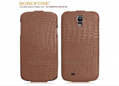 Husa/toc LUX piele naturala premium BOROFONE Crocodile, SAMSUNG GALAXY S4 / i9500 cu aspect reliefat de piele crocodil, tip flip cover, culoare: maro foto