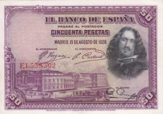 SPANIA 50 pesetas 1928 XF+!!! foto