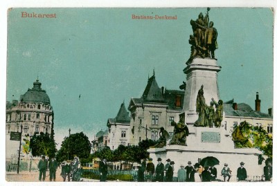 423 - BUCURESTI, Bratianu statue - old postcard - used - 1917 foto