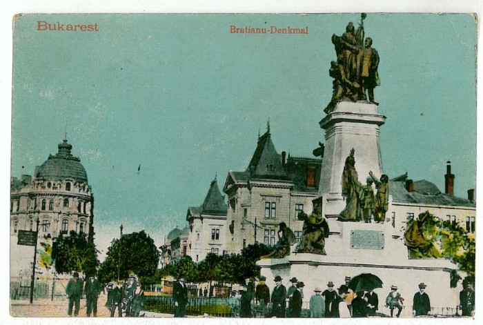 423 - BUCURESTI, Bratianu statue - old postcard - used - 1917