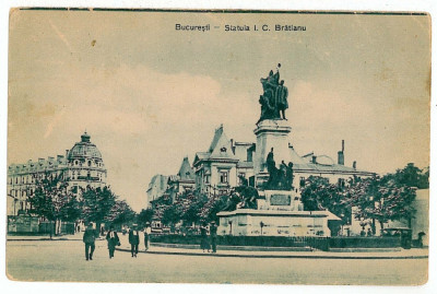 435 - BUCURESTI, Bratianu statue - old postcard - used - 1932 foto