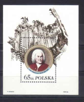 POLONIA 1985, Aniversari - Bach, serie neuzată, MNH foto