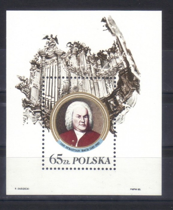 POLONIA 1985, Aniversari - Bach, serie neuzată, MNH