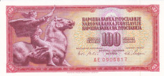 Bancnota Iugoslavia 100 Dinari 1965 - P80c UNC foto