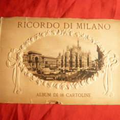 Carnet 16 Ilustrate- Ricordo di Milano ,inc.sec.XX , sepia ,Italia