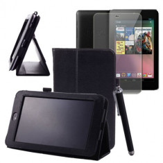 Husa tip stand ptr Asus Google Nexus 7&amp;quot; 1st Generation 2012 *BLACK*+Folie protectie ecran+Touch pen GRATIS foto