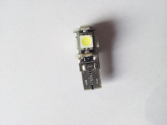 Bec led auto T10 CAN-BUS Pozitie, Interior, Numar, 5 SMD, Alb rece,Pret mic foto