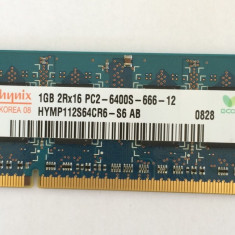 Memorie laptop Hynix 1GB CL6 DDR2-800 SODIMM, HYMP112S64CR6-S6 (1106)