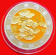 1.CHINA - MONEDA MEDALIE PLACATA CU AG SI AUR DE 24K UNC foto