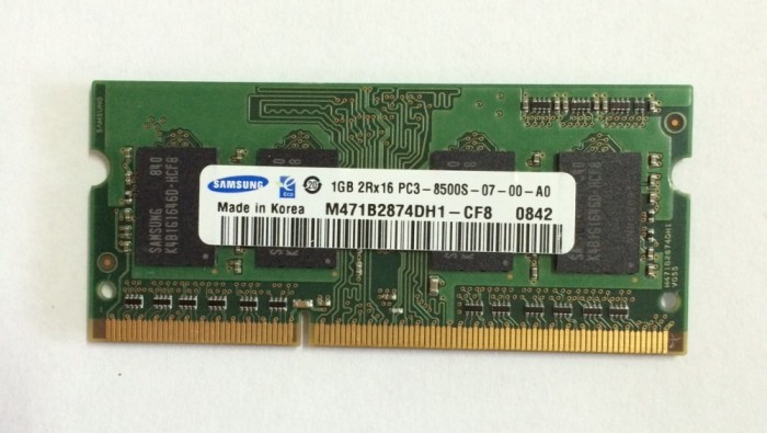 Memorie laptop Samsung 1GB PC3-8500 DDR3-1066MHz, M471B2873DH1-CF8 (1111)