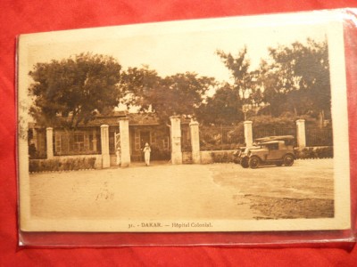 Ilustrata Spitalul Colonial Dakar , circ.1931 ,stamp.Bancii Franceze in Africa foto