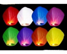 LAMPION. LAMPIOANE Zburatoare. Sky Lantern. Set 10 Buc. Diferite Culori. foto