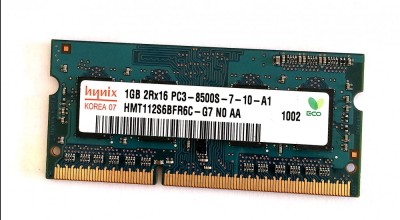 Memorie laptop Hynix 1GB PC3-8500 DDR3 SODIMM 1066MHz HMT112S6BFR6C-G7 (1107) foto