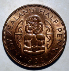 A.272 NEW ZEALAND NOUA ZEELANDA HALF 1/2 PENNY 1962 XF/AUNC foto