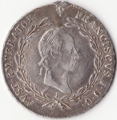Moneda - Imperiul Austriei - 20 Kreuzer 1830 - Francisc I - B - Argint foto
