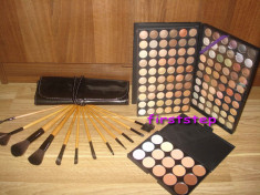 Trusa machiaj profesionala 120 culori MAC + set 12 pensule machiaj make up Bobbi Brown par natural + fond de ten concealer paleta fard farduri foto