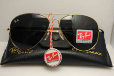 Ochelari Ray Ban Aviator RB3025 Rama aurie Lentile negre foto