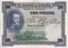 SPANIA 100 pesetas 1925 aXF!!! foto