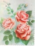 #carte postala(ilustrata)-FLORI-trandafiri, Necirculata, Printata