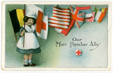 1417 - Romanian FLAG on the International Red Cross - old postcard - used - 1918, Circulata, Printata