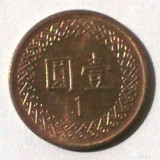 G5. TAIWAN 1 YUAN 3.80 g., Aluminum-Bronze, 20 mm **, Asia