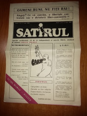 ziarul &amp;quot;satirul&amp;quot; mai 1990 anul1,nr.2 al ziarului(ziarul lui horatiu malaele,la mijlocul ziarului este caricatura lui petre roman cu semnatura acestuia foto