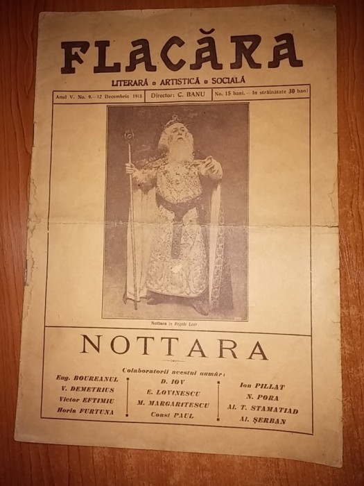 revista flacara 12 decembrie 1915-actorul constantin nottara in regele lear