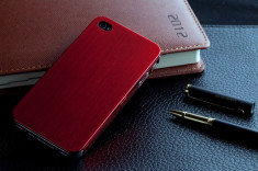 Husa / Toc aluminiu slefuit IPhone 4, 4S, culoare rosie foto
