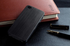 Husa / Toc aluminiu slefuit IPhone 4, 4S, culoare neagra foto