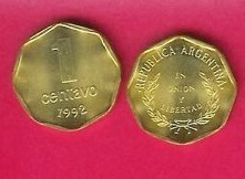 Argentina 1 centavo 1992 cc foto