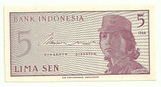 INDONESIA INDONEZIA 5 SEN 1964 UNC [1] P-91a foto